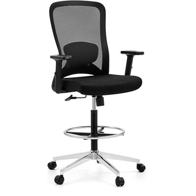 hjh OFFICE Ergonomisk bänkstol Top Work 44 – Högjusterbar kontorsstol i nät, höjdjusterbara armstöd, svankstöd och fotring, svart hjh OFFICE Ergonomisk bänkstol Top Work 44 – Högjusterbar kontorsstol i nät, höjdjusterbara armstöd, svankstöd och fotring, svart