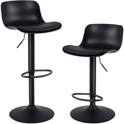 YOUNIKE Barstol höga barstolar sits central ö pall kök säte bar set med 2 industriella moderna justerbara roterande metall svart YOUNIKE Barstol höga barstolar sits central ö pall kök säte bar set med 2 industriella moderna justerbara roterande metall svart