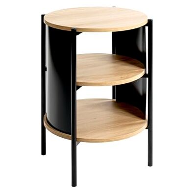 HAKU Sidobord rund ek natur svart MDF metall rund soffbord Mått: H 60 cm x Ø 44 cm, stil: modern HAKU Sidobord rund ek natur svart MDF metall rund soffbord Mått: H 60 cm x Ø 44 cm, stil: modern