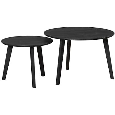 trendteam smart living – Ronin – soffbord – svart – 2 vardagsrumsbord runda – (B x H x D) 50 x 45 x 70 cm – 2 bordstabletter, massiva träfötter trendteam smart living – Ronin – soffbord – svart – 2 vardagsrumsbord runda – (B x H x D) 50 x 45 x 70 cm – 2 bordstabletter, massiva träfötter
