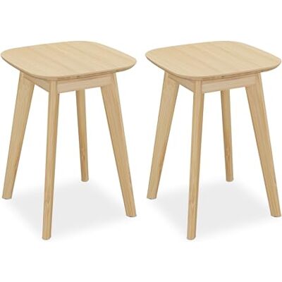 Relaxdays Matrumspall, 2 sittpall, bambu, kök, hall och badrum, H x B x D: 45,5 x 33 x 33 cm, pall för växter, natur Relaxdays Matrumspall, 2 sittpall, bambu, kök, hall och badrum, H x B x D: 45,5 x 33 x 33 cm, pall för växter, natur