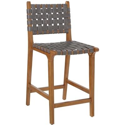 Ball & Cast Boll & gjutning vävd fat stool köksbänk höjd barstol bakrest trä vävstol, mörkgrå konstläder Ball & Cast Boll & gjutning vävd fat stool köksbänk höjd barstol bakrest trä vävstol, mörkgrå konstläder