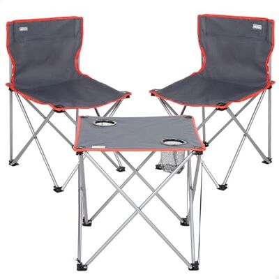 AKTIVE Campingset hopfällbart, bord 46 x 46 x 46 cm, 2 stolar 43 x 43 x 71 cm, grå, stålstruktur, rullstopp, stödvikt 110 kg, integrerade glasunderlägg, bärväska (63182) AKTIVE Campingset hopfällbart, bord 46 x 46 x 46 cm, 2 stolar 43 x 43 x 71 cm, grå, stålstruktur, rullstopp, stödvikt 110 kg, integrerade glasunderlägg, bärväska (63182)