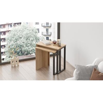 Hanah Home elegant valnöt bo bord (2 stycken), 100% melaminbelagd, 18 mm tjock mått: 51 x 52,8 x 29,5 och 44,5 x 47,8 x 24,5 cm Robusta metallben, modern design Hanah Home elegant valnöt bo bord (2 stycken), 100% melaminbelagd, 18 mm tjock mått: 51 x 52,8 x 29,5 och 44,5 x 47,8 x 24,5 cm Robusta metallben, modern design