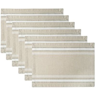 DII fransk rand matbord samling bondgårdsstil bordstablett set, 33 x 45 cm, brungrått/vit, 6 delar DII fransk rand matbord samling bondgårdsstil bordstablett set, 33 x 45 cm, brungrått/vit, 6 delar
