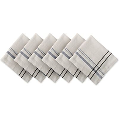 DII fransk rand bordsskiva kollektion bondgårdsstil matbord linne servett, 20 x 20, brungrå/svart, 6 delar DII fransk rand bordsskiva kollektion bondgårdsstil matbord linne servett, 20 x 20, brungrå/svart, 6 delar