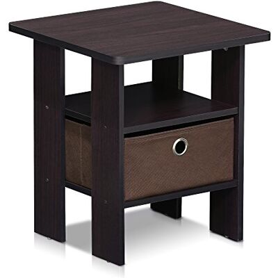 Furinno Andrey sidobord, nattduksbord med låda, mörk valnöt Furinno Andrey sidobord, nattduksbord med låda, mörk valnöt
