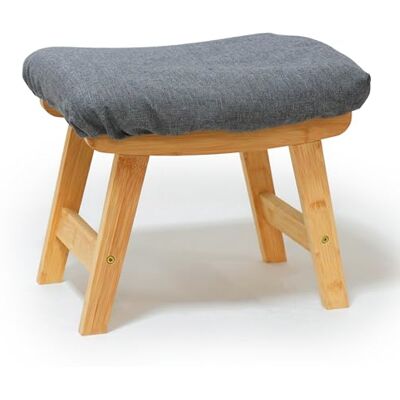 Relaxdays Bambu fotpall vadderad fotstöd, H x B x D: 32 x 40 x 29 cm, hall, vardagsrum, sidopall, natur/grå Relaxdays Bambu fotpall vadderad fotstöd, H x B x D: 32 x 40 x 29 cm, hall, vardagsrum, sidopall, natur/grå