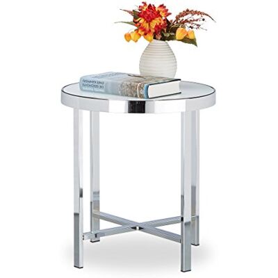 Relaxdays Soffbord, härdat glas, soffbord, sidobord, stål, H x BxD: 46 x 41 x 41 cm, silver Relaxdays Soffbord, härdat glas, soffbord, sidobord, stål, H x BxD: 46 x 41 x 41 cm, silver