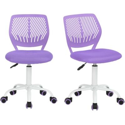 MEUBLE COSY Kontorsstol set om 2, svängbar sits, höjdjusterbar, datorstol utan armstöd, för hemarbete, studier och sovrum, lila MEUBLE COSY Kontorsstol set om 2, svängbar sits, höjdjusterbar, datorstol utan armstöd, för hemarbete, studier och sovrum, lila