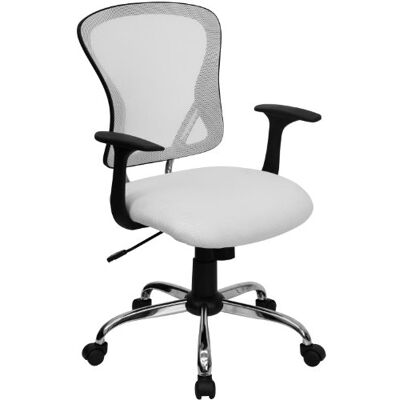Flash Furniture Flash Möbler Mid-Back Mesh Svängbar Arbetsstol med Krombas och Armar, Vit, 73,66 x 60,96 x 27,94 cm Flash Furniture Flash Möbler Mid-Back Mesh Svängbar Arbetsstol med Krombas och Armar, Vit, 73,66 x 60,96 x 27,94 cm