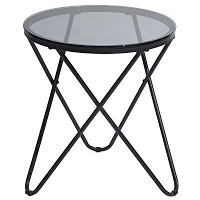 39F FURNITURE DREAM Rund metall och härdat glas, skandinaviskt sängbord för vardagsrum, grått, glas, 45 x 45 x 50 cm 39F FURNITURE DREAM Rund metall och härdat glas, skandinaviskt sängbord för vardagsrum, grått, glas, 45 x 45 x 50 cm