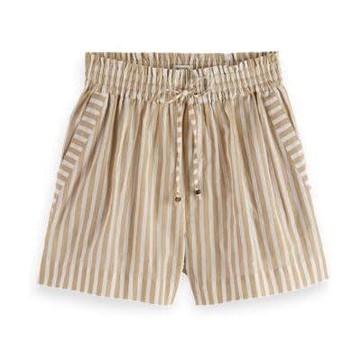 Scotch & Soda High Rise Lurex randiga shorts med tryck, Desert Sand Stripe med Lurex 214, XS Scotch & Soda High Rise Lurex randiga shorts med tryck, Desert Sand Stripe med Lurex 214, XS