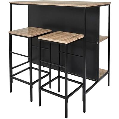 HOME DECO FACTORY Ilot bord 2 Loka-pallar, brun svart, 100x95x60 HOME DECO FACTORY Ilot bord 2 Loka-pallar, brun svart, 100x95x60