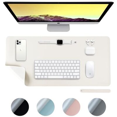 Desiretech Vändbar kontorsskrivbordsmatta, dubbelsidig skrivbordsmatta, vattentätt fuskläder bord ytskydd skrivbord laptopmatta och musmatta för hem och kontor (elfenben/silver, medium (40 x 80 cm) Desiretech Vändbar kontorsskrivbordsmatta, dubbelsidig skrivbordsmatta, vattentätt fuskläder bord ytskydd skrivbord laptopmatta och musmatta för hem och kontor (elfenben/silver, medium (40 x 80 cm)