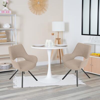 MEUBLE COSY Matsalsset i 3 delar med 1 runt bord och 2 stolar, stålkonstruktion för kök och vardagsrum, konstruerat trä, vit + beige 4, 80 x 80 x 73/58,5 x 59 x 81 cm MEUBLE COSY Matsalsset i 3 delar med 1 runt bord och 2 stolar, stålkonstruktion för kök och vardagsrum, konstruerat trä, vit + beige 4, 80 x 80 x 73/58,5 x 59 x 81 cm