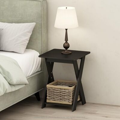 Furinno TIDUR Nattställ, öppen hylldesign X-ben nattduksbord, korsat sängbord, sidobord, för sovrum, vardagsrum, espresso Furinno TIDUR Nattställ, öppen hylldesign X-ben nattduksbord, korsat sängbord, sidobord, för sovrum, vardagsrum, espresso
