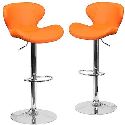 Flash Furniture Flash möbler modern svart vinyl justerbar höjd barstol med krombas samtida 2 Pack Orange Vinyl Flash Furniture Flash möbler modern svart vinyl justerbar höjd barstol med krombas samtida 2 Pack Orange Vinyl