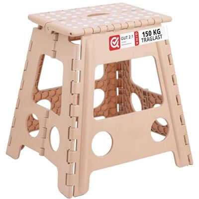 Relaxdays Fällbar pall vikbar, campingpall, stor badpall, upp till 150 kg, plast, HBT: 39 x 39 x 32 cm, beige Relaxdays Fällbar pall vikbar, campingpall, stor badpall, upp till 150 kg, plast, HBT: 39 x 39 x 32 cm, beige