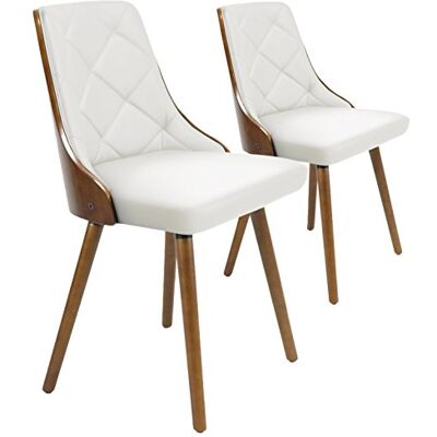 Menzzo Set med 2 skandinaviska stolar Lalix trä hasselnöt och vitt, läder, hasselnöt/vit, 53 x 48 x 79 cm Menzzo Set med 2 skandinaviska stolar Lalix trä hasselnöt och vitt, läder, hasselnöt/vit, 53 x 48 x 79 cm