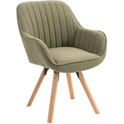 MEUBLE COSY Skandinavisk matsalsstol sminkbord svängbart säte med armstöd för sovrum vardagsrum kök kontor, vadderad tygfötter i massivt trä, grön, 60 x 58 x 83 cm MEUBLE COSY Skandinavisk matsalsstol sminkbord svängbart säte med armstöd för sovrum vardagsrum kök kontor, vadderad tygfötter i massivt trä, grön, 60 x 58 x 83 cm