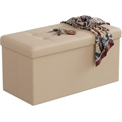 Relaxdays sittbänk med förvaringsutrymme, konstläder, vikbar, vadderad, hall, sovrum, H x B x D: 38 x 76 x 38 cm, beige Relaxdays sittbänk med förvaringsutrymme, konstläder, vikbar, vadderad, hall, sovrum, H x B x D: 38 x 76 x 38 cm, beige