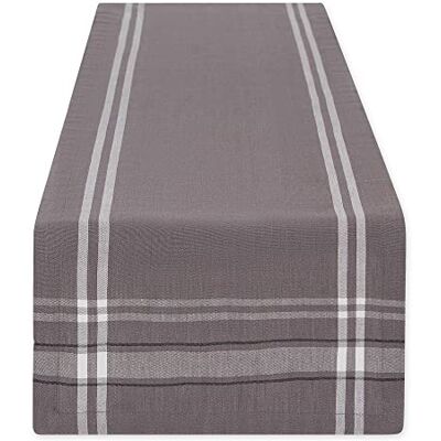 DII fransk rand matbord samling bondgårdsstil bordslöpare, 35 x 183 cm, grå Chambray DII fransk rand matbord samling bondgårdsstil bordslöpare, 35 x 183 cm, grå Chambray