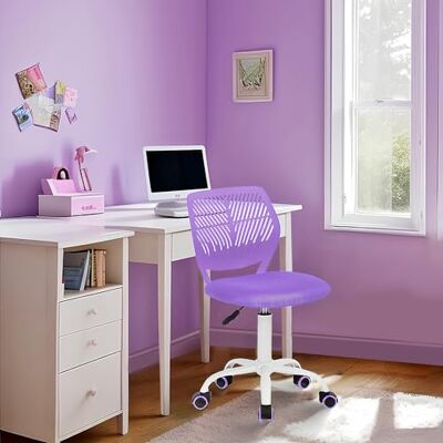 FurnitureR Furniture skrivbordsstol för barn, justerbar höjd svängbar stol med litet hål ryggstöd, lämplig för barnens sovrum eller studierum, lila FurnitureR Furniture skrivbordsstol för barn, justerbar höjd svängbar stol med litet hål ryggstöd, lämplig för barnens sovrum eller studierum, lila