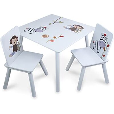 Teorema Giocattoli Teorema 40646 Soffbord med 2 stolar för barn, trä, Storlek: 59x59x45cm, Stolar Max. 25kg, med djurritningar. Teorema Giocattoli Teorema 40646 Soffbord med 2 stolar för barn, trä, Storlek: 59x59x45cm, Stolar Max. 25kg, med djurritningar.