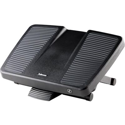 Fellowes Professional-serien ultraergonomiskt fotstöd för under skrivbord med tre höjdjusteringar och massageyta, svart Fellowes Professional-serien ultraergonomiskt fotstöd för under skrivbord med tre höjdjusteringar och massageyta, svart