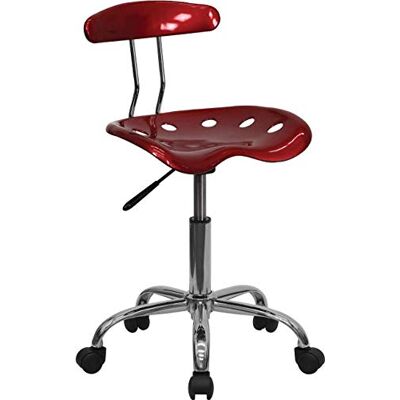 Flash Furniture vibrerande vinröd och krom svängbar uppgift kontorsstol med traktorsäte Flash Furniture vibrerande vinröd och krom svängbar uppgift kontorsstol med traktorsäte