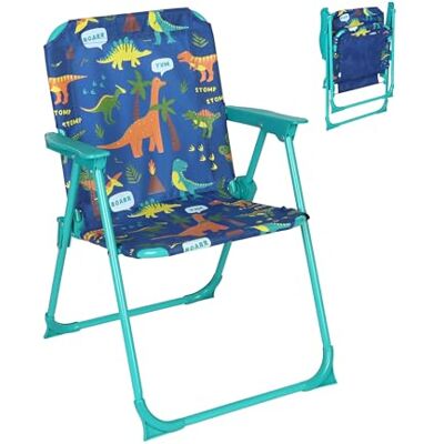 Relaxdays Fällstol för barn, campingstol med dino-motiv, HBT: 51,5 x 36 x 37,5 cm, picknickstol utomhus, hopfällbar stol, färgglad Relaxdays Fällstol för barn, campingstol med dino-motiv, HBT: 51,5 x 36 x 37,5 cm, picknickstol utomhus, hopfällbar stol, färgglad