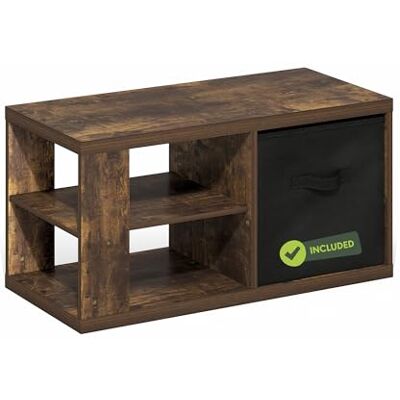 Furinno Viola soffbord, sidobord med öppna hyllor och förvaringsfack, bärnsten tall/svart Furinno Viola soffbord, sidobord med öppna hyllor och förvaringsfack, bärnsten tall/svart