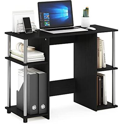 Furinno Datorstudieskrivbord, konstruerat trä, amerikanskt/rostfritt stål, 39,5 (D) x 97,51 (B) x 72,59 (H) cm Furinno Datorstudieskrivbord, konstruerat trä, amerikanskt/rostfritt stål, 39,5 (D) x 97,51 (B) x 72,59 (H) cm