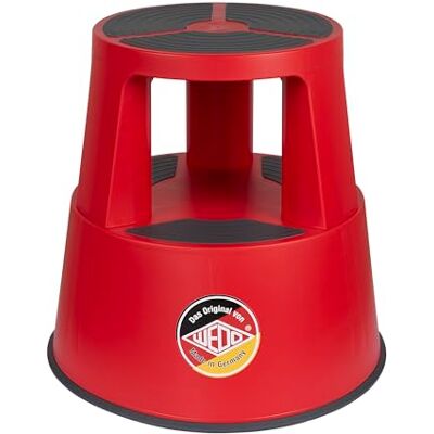 WEDO Super Step Rullpall – robust stegpall av okrossbar plast, TÜV/GS-testad enligt EU-standard EN 14183-F, halkfri och rullbar, tillverkad i Tyskland, höjd ca 43 cm, lastkapacitet 150 kg, röd WEDO Super Step Rullpall – robust stegpall av okrossbar plast, TÜV/GS-testad enligt EU-standard EN 14183-F, halkfri och rullbar, tillverkad i Tyskland, höjd ca 43 cm, lastkapacitet 150 kg, röd