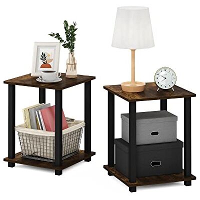 Furinno 2-pack ändar, sidobord, nattduksbord, kompositträ, bärnsten tall/svart, set med 2, 39,6 x 39,6 cm (2-pack) Furinno 2-pack ändar, sidobord, nattduksbord, kompositträ, bärnsten tall/svart, set med 2, 39,6 x 39,6 cm (2-pack)
