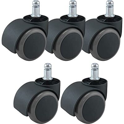 Waytex 78154 gummibelagda hjul för universell kontorsstol diameter 50 mm för hårt golv färg svart/grå set med 5 st Waytex 78154 gummibelagda hjul för universell kontorsstol diameter 50 mm för hårt golv färg svart/grå set med 5 st