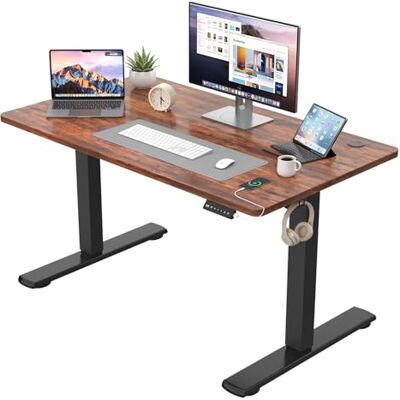 JUMMICO Höjdjusterbart skrivbord komplett bordsplatta elektriskt skrivbord justerbar höjd med minnesfunktion stående säte bord datorbord 100 x 60 cm brun JUMMICO Höjdjusterbart skrivbord komplett bordsplatta elektriskt skrivbord justerbar höjd med minnesfunktion stående säte bord datorbord 100 x 60 cm brun