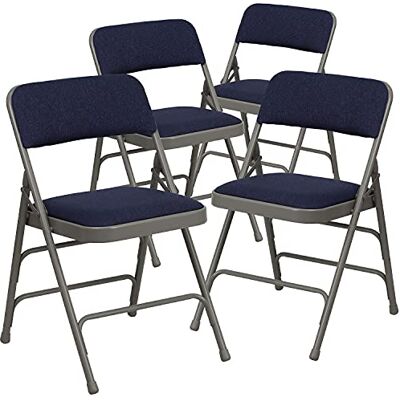 Flash Furniture Hercules hopfällbar stol av plast Lätt stol för gäster eller evenemang som kan fällas ihop Praktisk köksstol, även lämplig för utomhusbruk Set om 4 Blå/Grå Flash Furniture Hercules hopfällbar stol av plast Lätt stol för gäster eller evenemang som kan fällas ihop Praktisk köksstol, även lämplig för utomhusbruk Set om 4 Blå/Grå