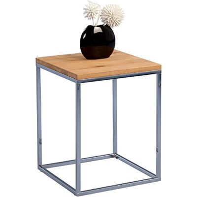M2 Kollektion HomeTrends4You Sidobord, trä, förkromad metall vild ek massiv oljad, 40 x 40 x 52 cm M2 Kollektion HomeTrends4You Sidobord, trä, förkromad metall vild ek massiv oljad, 40 x 40 x 52 cm