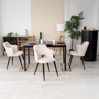 MEUBLE COSY Matsalsset i 5 delar med 1 utdragbart bord och 4 stolar, stålkonstruktion för kök och vardagsrum, konstruerat trä, svart + beige, 120-160 x 80 x 75/48 x 54,5 x 80 cm MEUBLE COSY Matsalsset i 5 delar med 1 utdragbart bord och 4 stolar, stålkonstruktion för kök och vardagsrum, konstruerat trä, svart + beige, 120-160 x 80 x 75/48 x 54,5 x 80 cm