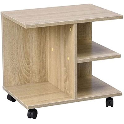 BAKAJI Multifunktionellt vardagsrumsbord med melaminhjul med träeffekt, för kaffe, soffa, TV-bänk och tidskrifter, nattduksbord (beige) BAKAJI Multifunktionellt vardagsrumsbord med melaminhjul med träeffekt, för kaffe, soffa, TV-bänk och tidskrifter, nattduksbord (beige)