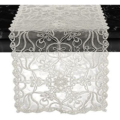 Elegant Comfort Elegant komfort broderi Ingrid löpare halsduk för hem rum spetsliknande bordsskiva, kök matbord dekoration för inomhus och utomhus, 40 x 137 cm, beige Elegant Comfort Elegant komfort broderi Ingrid löpare halsduk för hem rum spetsliknande bordsskiva, kök matbord dekoration för inomhus och utomhus, 40 x 137 cm, beige