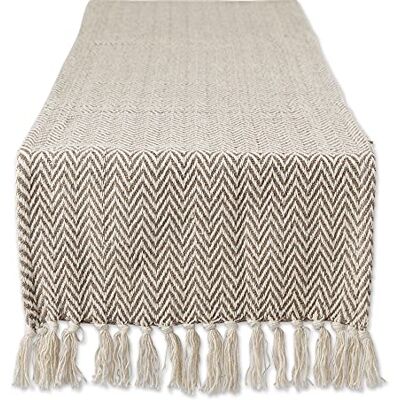 DII Bordslöpare med vävd bas, bordskollektion Chevron, 38 x 274 cm, mörkbrun DII Bordslöpare med vävd bas, bordskollektion Chevron, 38 x 274 cm, mörkbrun