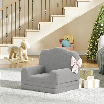 GarveeHome Barnsäng, 1-sits, 2-i-1 barnstol, omvandlingsbar till skum, teddy, högt ryggstöd, halkfri, bäddvärmare för sovrum, vardagsrum (132 x 58 x 5 cm, grå) GarveeHome Barnsäng, 1-sits, 2-i-1 barnstol, omvandlingsbar till skum, teddy, högt ryggstöd, halkfri, bäddvärmare för sovrum, vardagsrum (132 x 58 x 5 cm, grå)