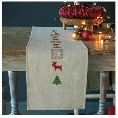 Vervaco Korsstygn räknas bordslöpare julträd i Damier broderi komplett kit vuxen fritid kreativ hem manuell dekoration bord DIY present ca. 29 x 102 cm korsstick Vervaco Korsstygn räknas bordslöpare julträd i Damier broderi komplett kit vuxen fritid kreativ hem manuell dekoration bord DIY present ca. 29 x 102 cm korsstick