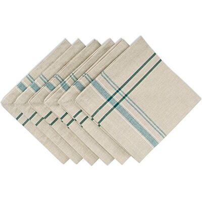 DII fransk rand bordsskiva kollektion bondgårdsstil matbord linne servett, 20 x 20, brungrått/blågrön, 6 delar DII fransk rand bordsskiva kollektion bondgårdsstil matbord linne servett, 20 x 20, brungrått/blågrön, 6 delar