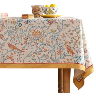 patdrea Blommig linne bordsduk hållbar andningsbar bordsskiva skydd dekorativ kök matbord bordsduk för rektangulära fyrkantiga bord för fester, semester 140 cm x 140 cm patdrea Blommig linne bordsduk hållbar andningsbar bordsskiva skydd dekorativ kök matbord bordsduk för rektangulära fyrkantiga bord för fester, semester 140 cm x 140 cm