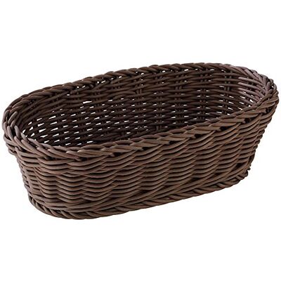 APS Baguette korg, oval "PROFI LINE" – korg, flätad korg av polypropen – mått: 28 x 16 cm/höjd: 8 cm/färg: mörkbrun APS Baguette korg, oval "PROFI LINE" – korg, flätad korg av polypropen – mått: 28 x 16 cm/höjd: 8 cm/färg: mörkbrun