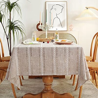 Chassic 152 x 305 cm lantlig stil linne bordsdukar, skrynkelbeständiga tvättbara matbord för 8 fot rektangulära bord – fållstygn lätt kaffe Chassic 152 x 305 cm lantlig stil linne bordsdukar, skrynkelbeständiga tvättbara matbord för 8 fot rektangulära bord – fållstygn lätt kaffe